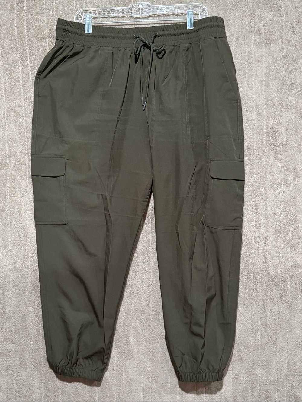 STRETCHTECH Men Quick Dry XL Track Pants Olive Green Windbreaker Training Cargo